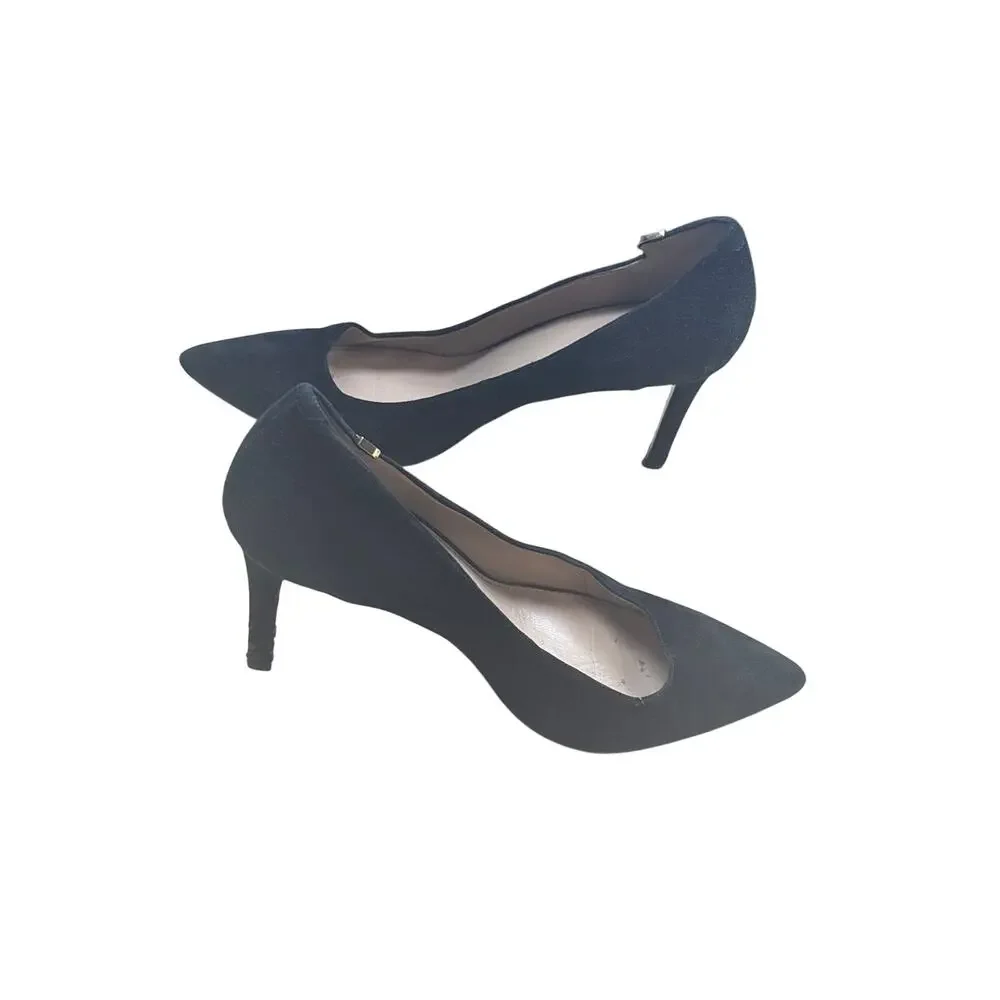 Tory Burch Elizabeth Black Suede Pointed-Toe Pumps